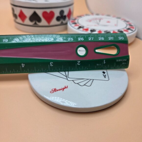 Ceramic Poker Coasters & Holder with Lid American Atelier Casino Royale Cards - Picture 15 of 15